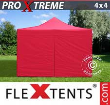 Namiot Ekspresowy FleXtents Pro Xtreme 4x4m Czerwony, mq 4 ściany boczne