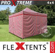 Namiot Ekspresowy FleXtents Pro Xtreme 4x4m Pasiasty, 4 ściany boczne