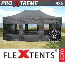 Namiot Ekspresowy FleXtents Pro Xtreme 4x6m Czarny, mq 8 ściany boczne