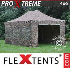 Namiot Ekspresowy FleXtents Pro Xtreme 4x6m Kamuflaż/Wojskowy, mq 8 ściany
