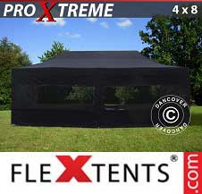 Namiot Ekspresowy FleXtents Pro Xtreme 4x8m Czarny, mq 6 ściany boczne