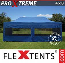 Namiot Ekspresowy FleXtents Pro Xtreme 4x8m Niebieski, mq 6 ściany boczne