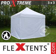 Namiot Ekspresowy FleXtents Pro Xtreme 3x3m Biały, Ogniotrwale, mq 4 ściany