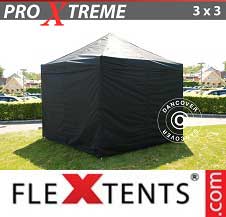 Namiot Ekspresowy FleXtents Pro Xtreme 3x3m Czarny, mq 4 ściany boczne
