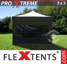 Namiot Ekspresowy FleXtents Pro Xtreme 3x3m Czarny, mq 4 ściany boczne