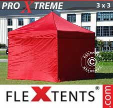 Namiot Ekspresowy FleXtents Pro Xtreme 3x3m Czerwony, mq 4 ściany boczne