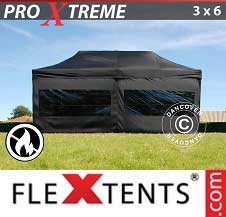Namiot Ekspresowy FleXtents Pro Xtreme 3x6m Czarny, Ogniotrwale, mq 6 ściany