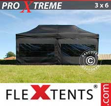 Namiot Ekspresowy FleXtents Pro Xtreme 3x6m Czarny, mq 6 ściany boczne